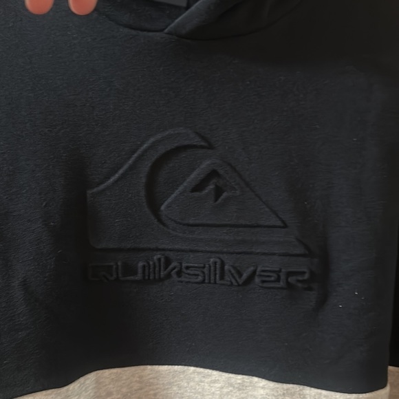 Quiksilver Emboss Fleece Hoodie: BLACK/GRAY: NEW WITH TAGS: SIZE LARGE - Picture 2 of 4